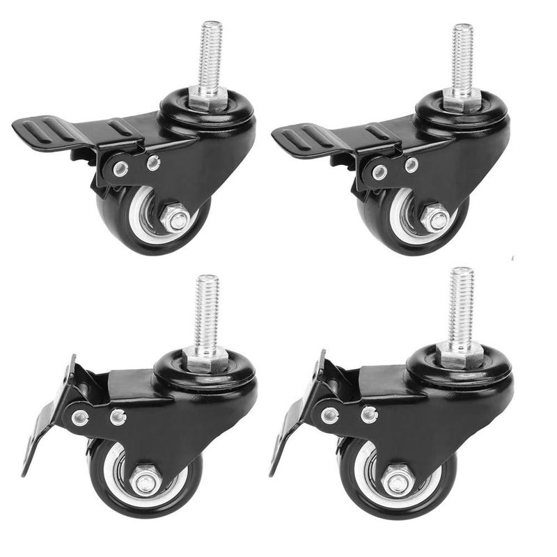 Youngine 4 Pack, Youngine Locking Threaded Stem Mount 1.5"" Swivel Caster Rotation Polyurethane Castor Wheel and Brake for trolley, Carts, Furniture, Dolly, Workbench (Threaded Stem: 8 x 25mm) - Image 1